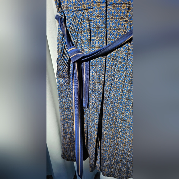 Tory Burch 100% Silk Dress w/Slip Sash Blue Size L - Picture 5 of 10